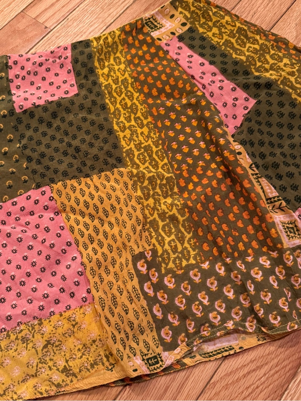 Urban Outfitters Olive, Mustard & Pink Patchwork Side Zip Mini Skirt - Picture 9 of 9